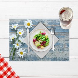 Artipics placemat Waiting for You placemat washable plastic 4 pieces each 42 x 30 cm place mats country house table undermat coasters kitchen dining area, guests, indoors, outdoors