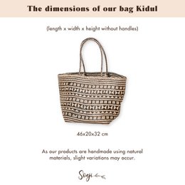 Bolso Tote Boho – Bolso Verano Seagrass – Bolso Playa Hombro – Bolso Natural Tejido – Bolso Compras Boho Grande KIDUL (negro)