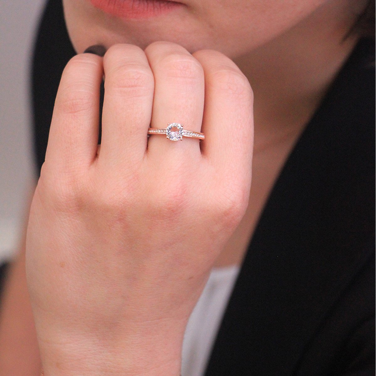 Bague Elise - Or Rosé et Cristal
