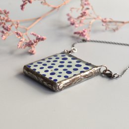 Collana a pois, gioielli divertenti, vetro dipinto a mano
