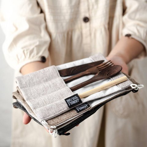 Reusable Eco friendly Cutlery Set - Plastic Free, Wooden