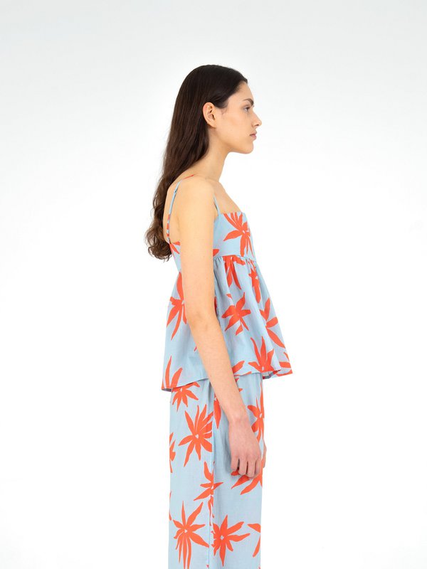 Magician Floral Print Blue Top