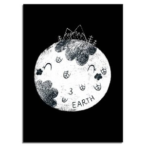 Kids room poster Earth - Planets series - Black and white