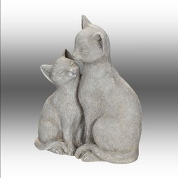 Katze mit K„tzchen grau 21cm
