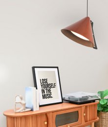 Lampada a sospensione Silence S D28 cm in pelle riciclata