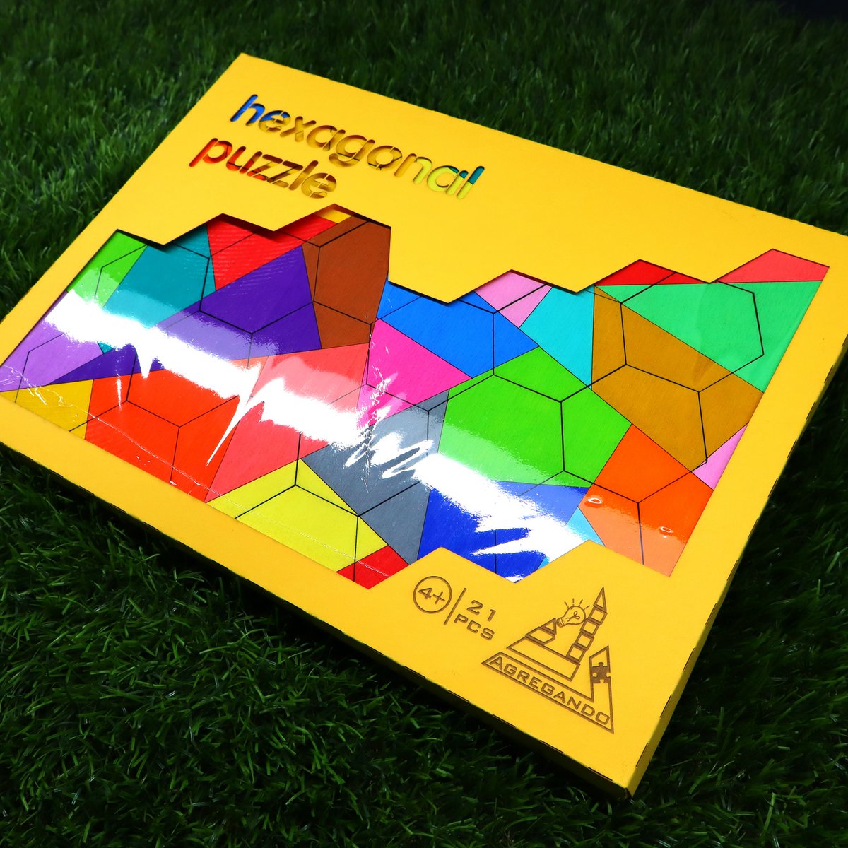 Colorful Hexagon Wooden Puzzle • Brain Teaser Game • Logic and Spatial Thinking Toy • Modern Home Decor • Educational Gift for Kids & Adults