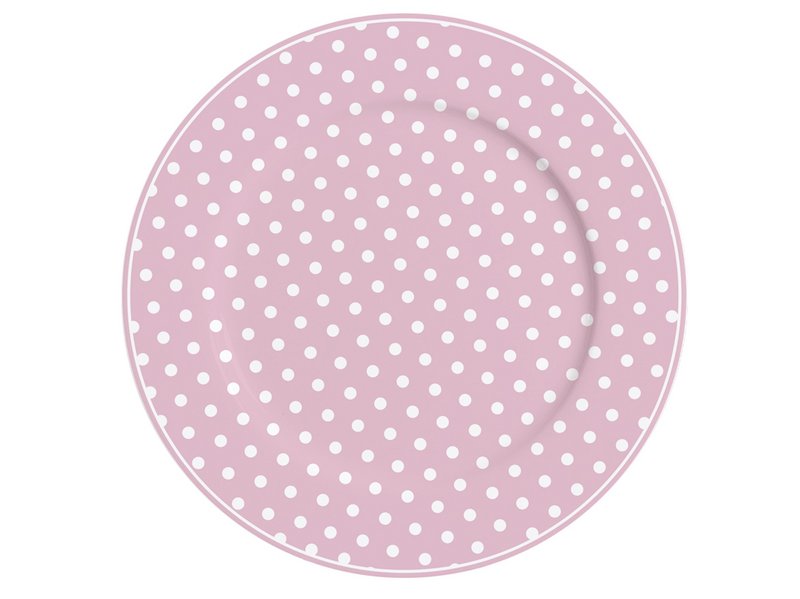 Porcelæn stor tallerken Prikket pastel pink 23 cm Isabelle Rose
