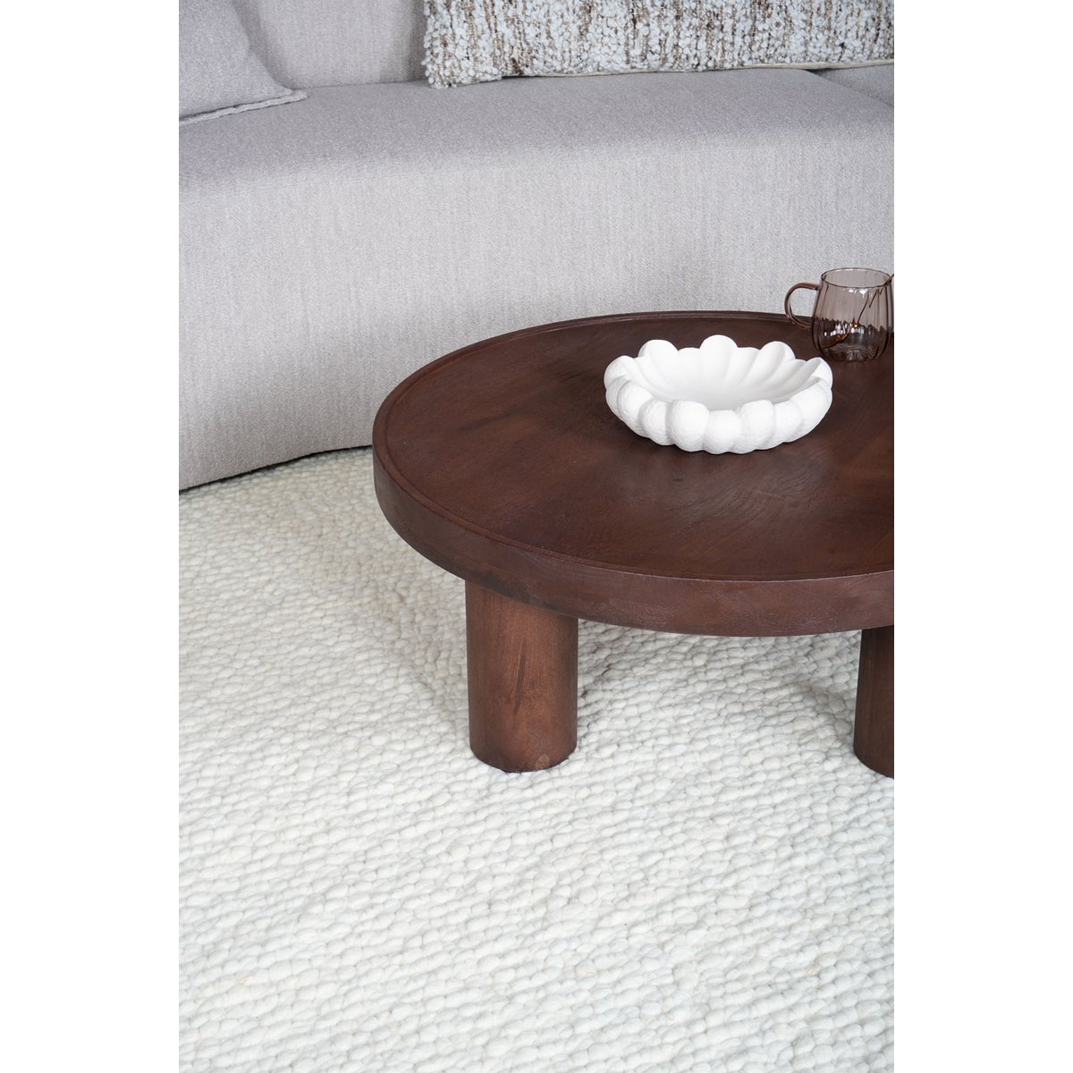 Coffee table Tias ø70 cm - Espresso Mango wood