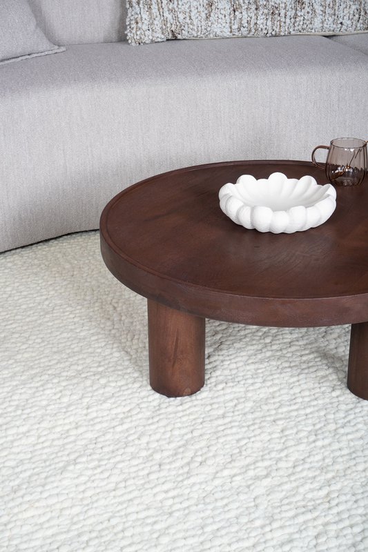 Coffee table Tias ø70 cm - Espresso Mango wood