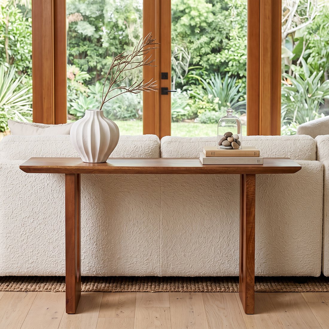 Bullnose mango wood side table Chamfered