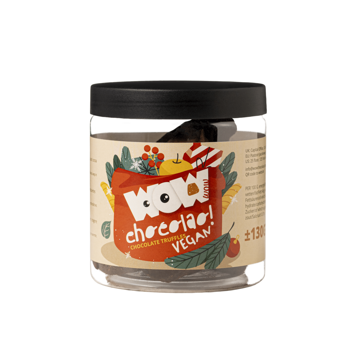 Vegan Christmas Truffles Gift Jar 130g | Dairy-Free Holiday Chocolate