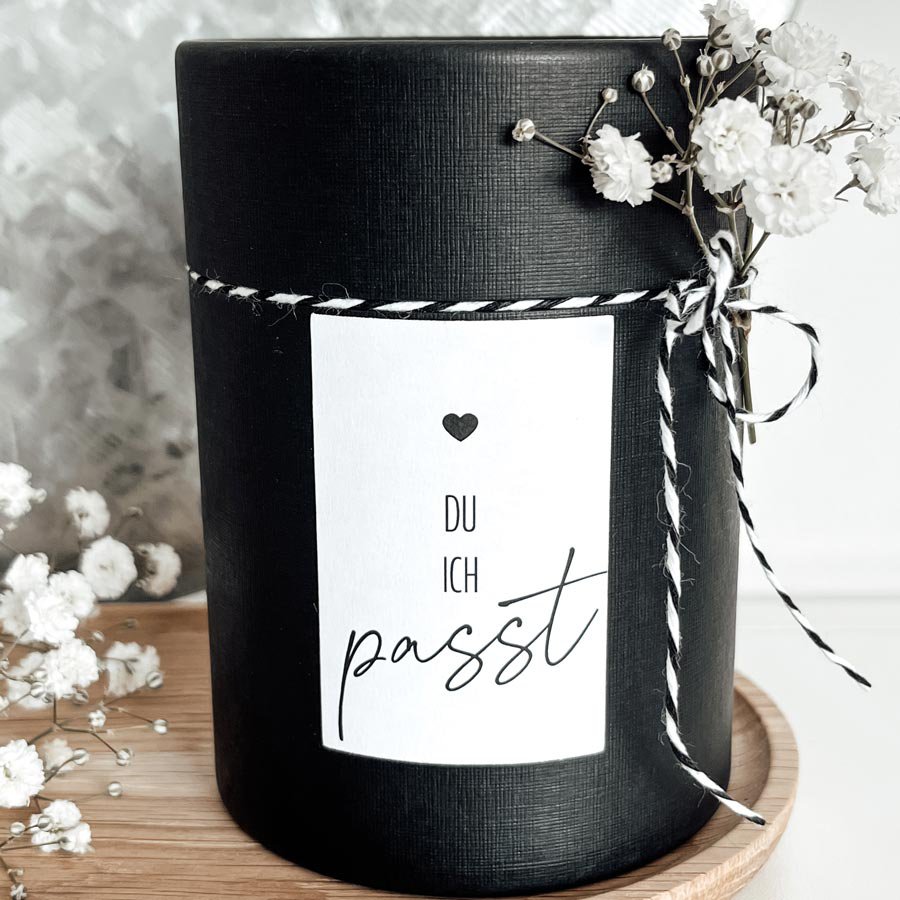 Geschenkebox du ich passt | Stiftehalter mit Deckel