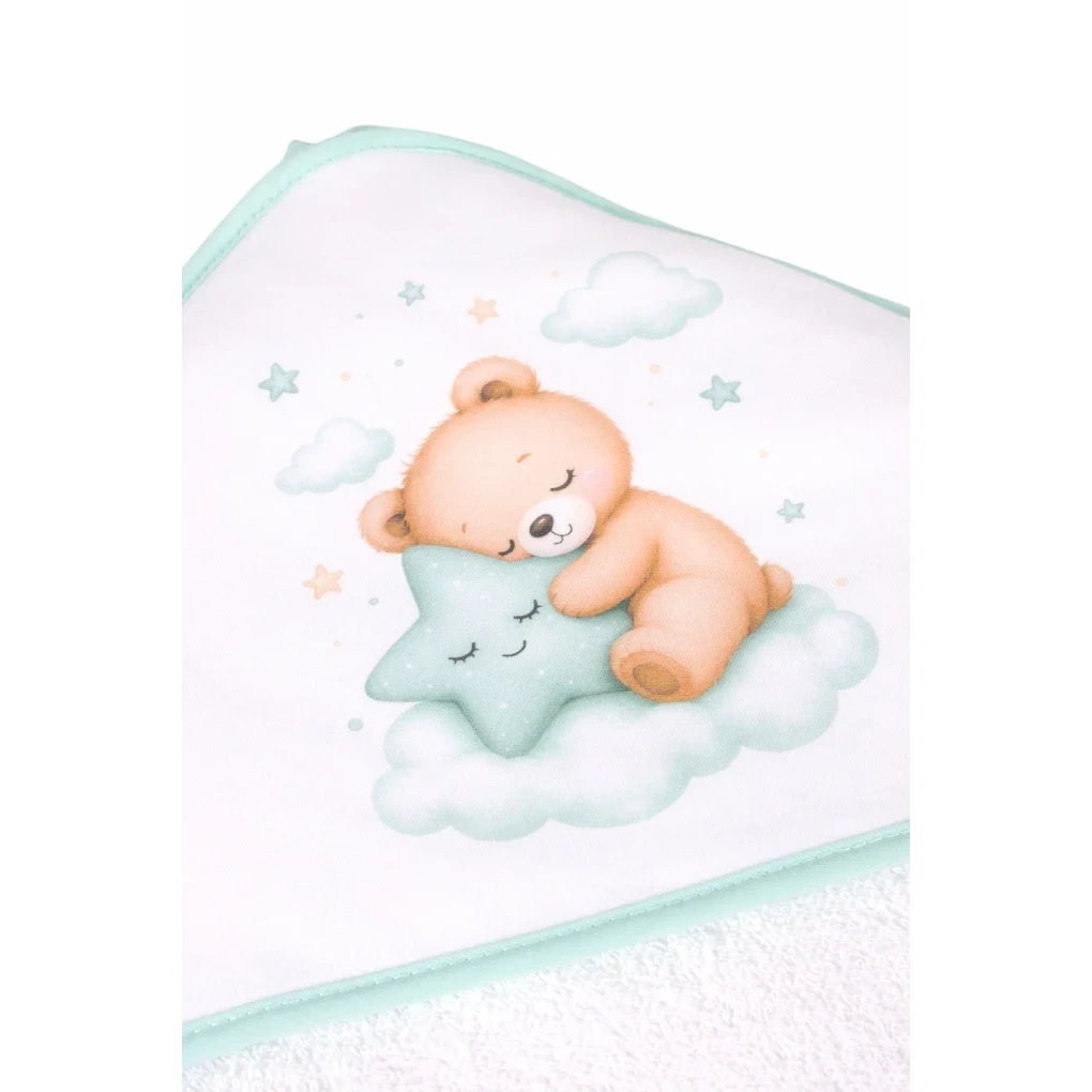 Serviette de bain à capuche bébé avec ours sur une étoile