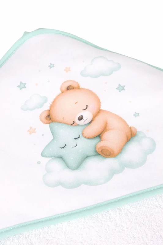 Serviette de bain à capuche bébé avec ours sur une étoile