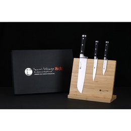 IZUMI ICHIAGO - 3-tlg. Santokumesser -Set "Professional Chef Knives" inkl..Bambus-Magnetmesserhalter