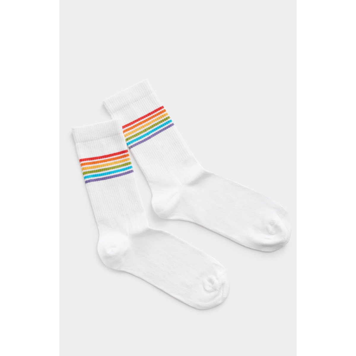 Organic Socks Stripes - white tennis socks with colorful stripes
