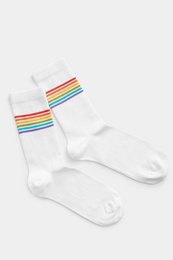 Organic Socks Stripes - białe skarpetki tenisowe w kolorowe paski