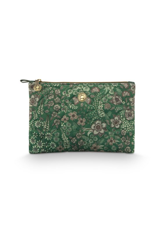 Charly Cosmetic Flat Pouch Medium Quilted Daisy Dreams Green 24x1x15.5cm