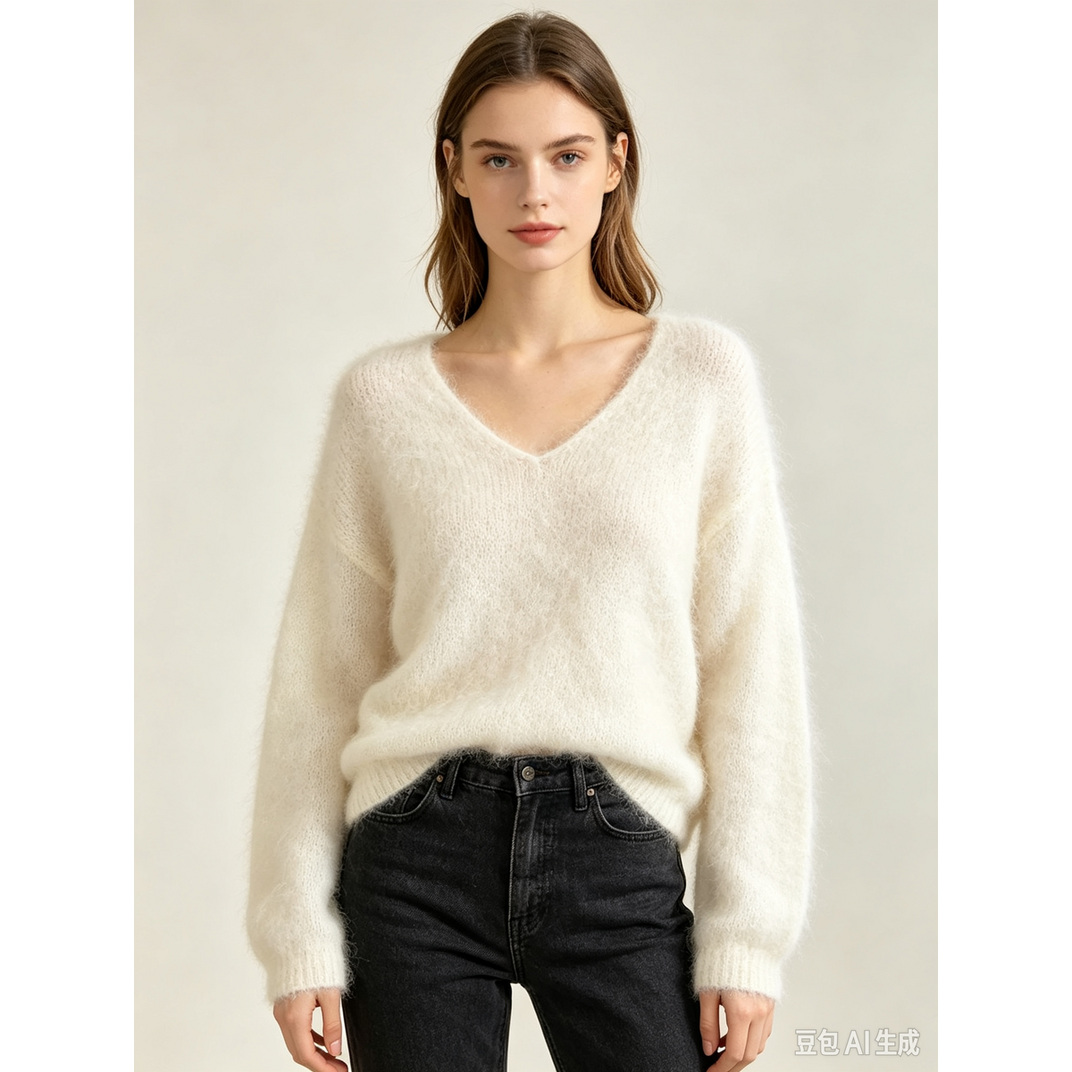 Mohair trui met V-hals REF. 7714