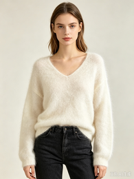 Mohair trui met V-hals REF. 7714