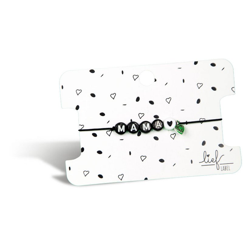 Bracelet Mama Black and white with charm