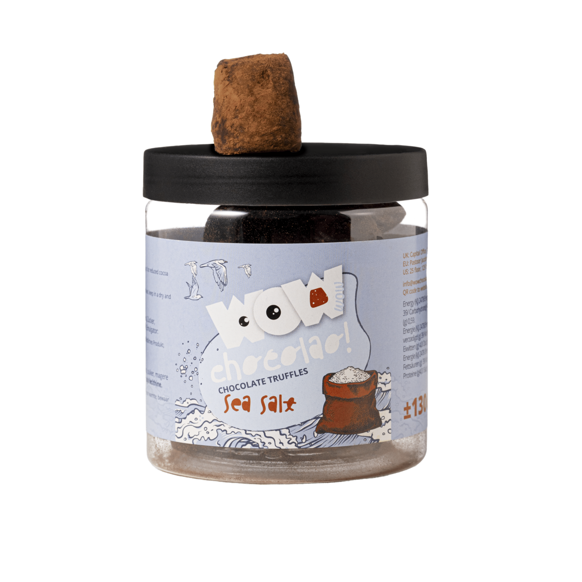 Trufas de Chocolate con Sal Marina Tarro de Regalo 130g | Chocolate de lujo con sal marina