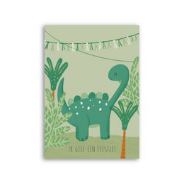 Invitation children's party - Kat (set of 6). Whimsical illustration of an orange cat with a playful, friendly expression. The text reads "It's time for a party!" in a fun, handwritten-style font.