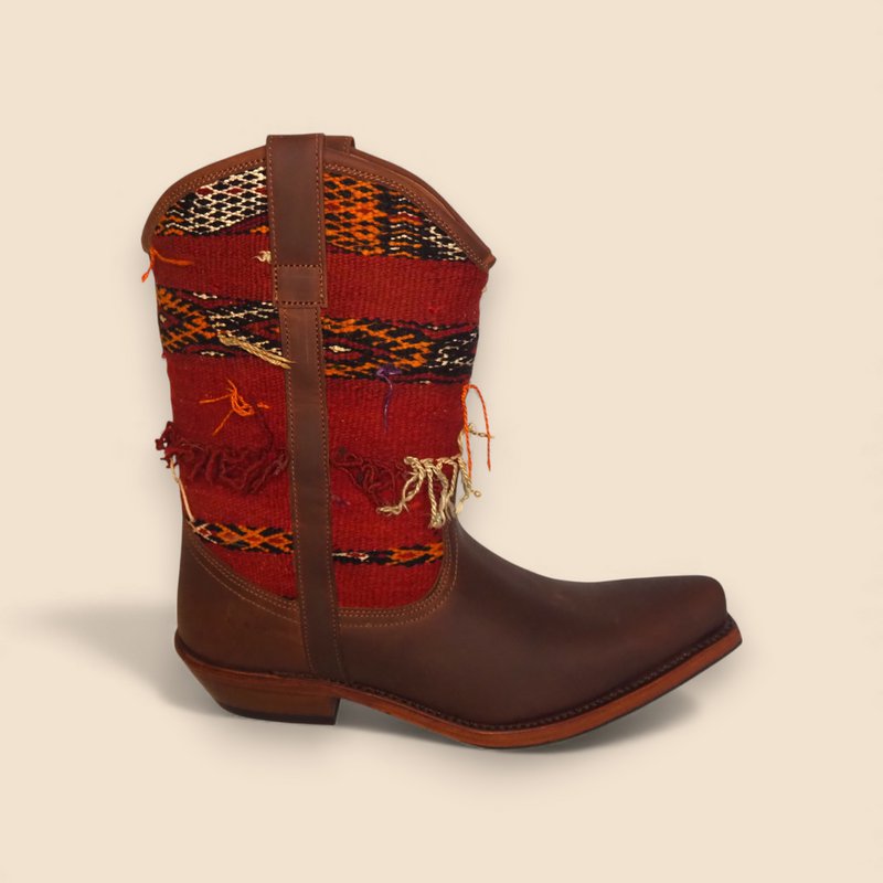 Bravas Kelim Boots – Håndlavede vestlige støvler med vintage marokkansk Kilim (lavet på bestilling)