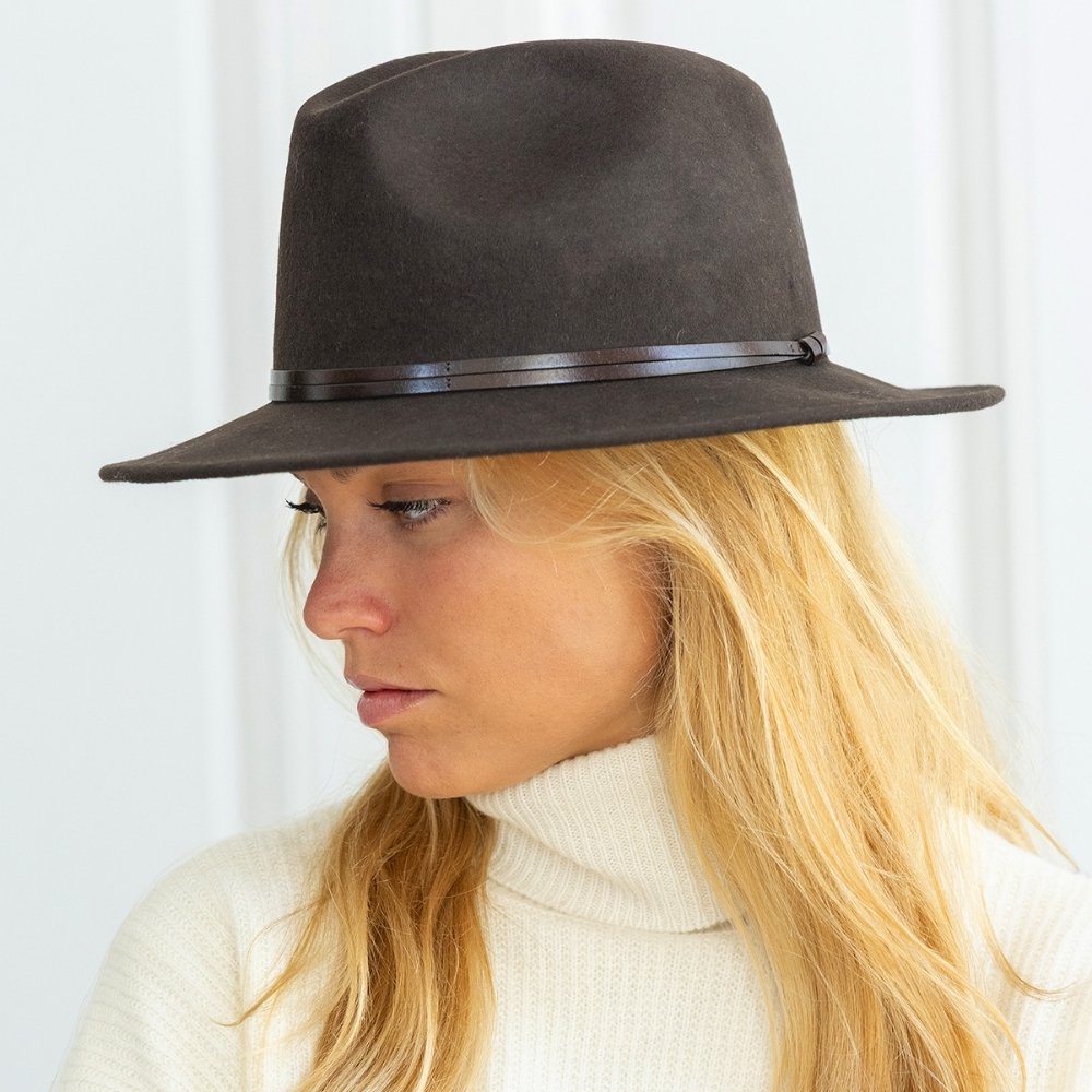 CHAPEAU FEUTRE - lien cuir, bord cousu