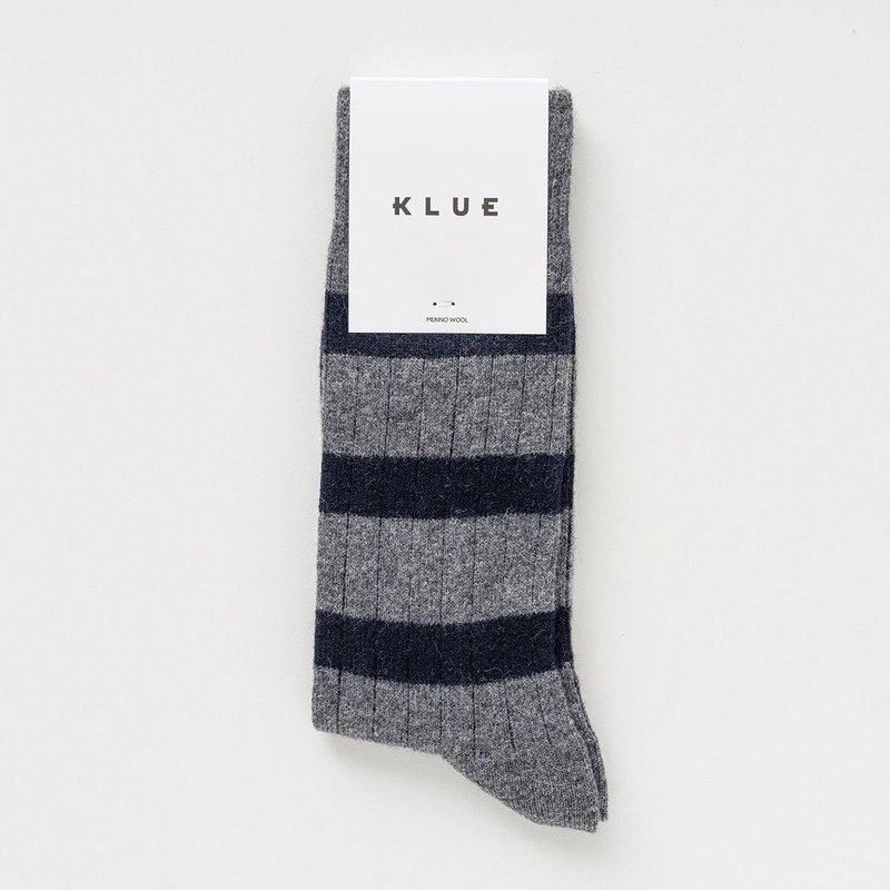 Klue merino wollen sokken gestreept | 41-46 | Grijs