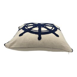 Decorative pillows with punch embroidery - marine - tax wheel - 43 x 43cm