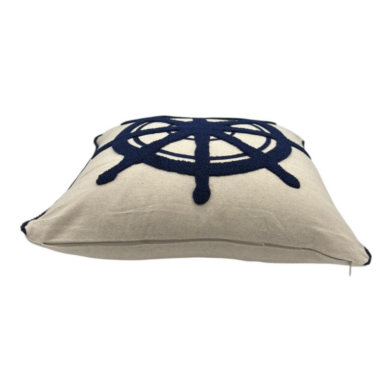 Decorative pillows with punch embroidery - marine - tax wheel - 43 x 43cm