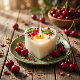 Vela Corazón Pequeña Con Cerezas, caja de 6
