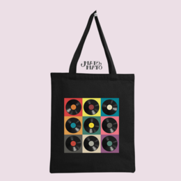 Retro vinyl platen popart draagtas