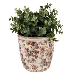 Blomsterpot Ø 14x13 cm beige lyserød keramisk blomsterpotte indeni