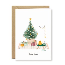 Tarjeta de Navidad | gato en caja | Mascotas