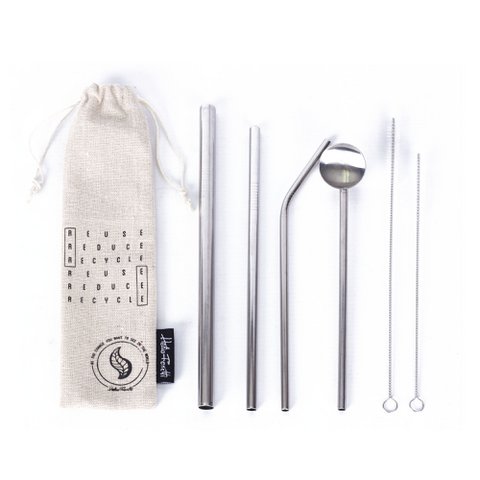 STROHHOHLE SET IN BAUMWOLLTASCHE