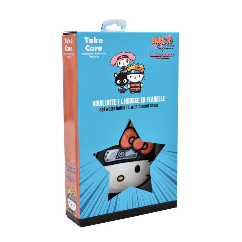😍Hello Kitty x Naruto, Borsa dell'acqua calda, con coperchio, Borsa dell'acqua calda per terapia del caldo, Acqua calda, Gomma, Freddo, Inverno, Bambino, Adulto