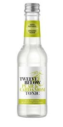 Twelve Below Pear & Cardamom Tonic - A refreshing non-alcoholic beverage with pear and cardamom flavors, packaged in a 500ml or 200ml glass bottle.
