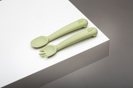 Siliconenlepel en vork van Olive Green