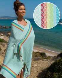 RAINBOW Cotton Hammam Beach & Sauna Towel – Quick Dry – Mint - 180x100 cm