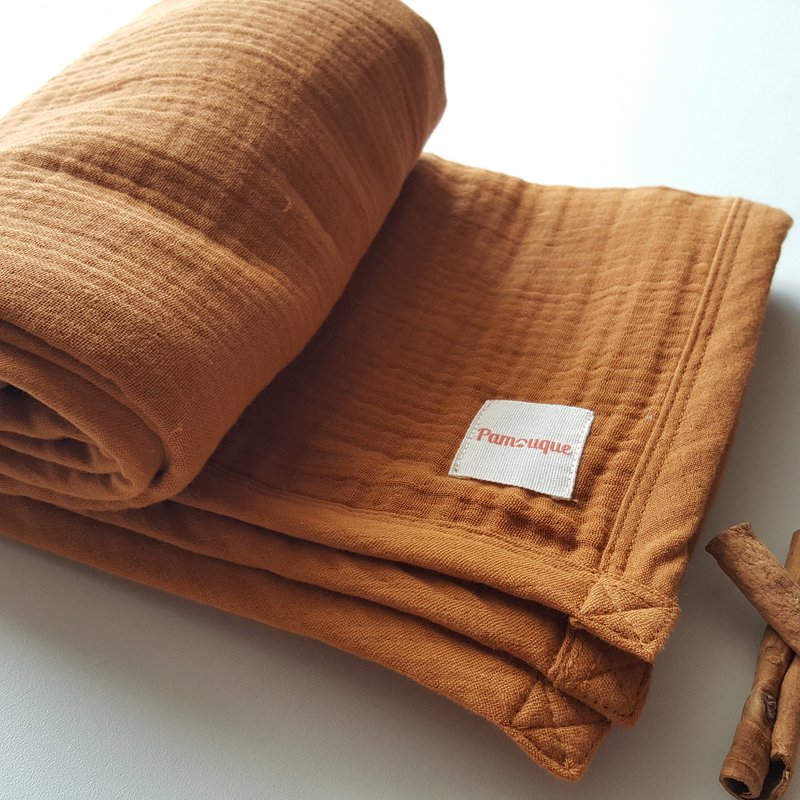 Coperta per bebè marrone / Mussola organica a 4 strati / 115 * 85 cm