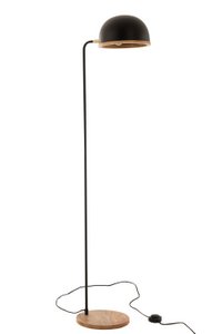 J -Linie Stehlampe Evy - Eisen/Holz - Schwarz/Naturel