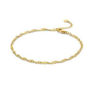 CO88 Collection Anklet Women - Twisted Gourmette - 2.7mm Wide - Steel - 22+3cm - Silver colored - 8CA-00001