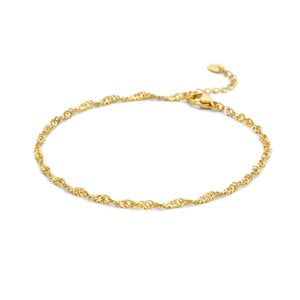 CO88 Collection Anklet Women - Twisted Gourmette - 2.7mm Wide - Steel - 22+3cm - Silver colored - 8CA-00001