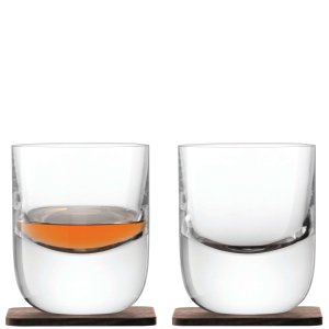L.S.A. - Whiskey Tumbler Glass with Coaster 270 ml set of 2 pieces - Transparent