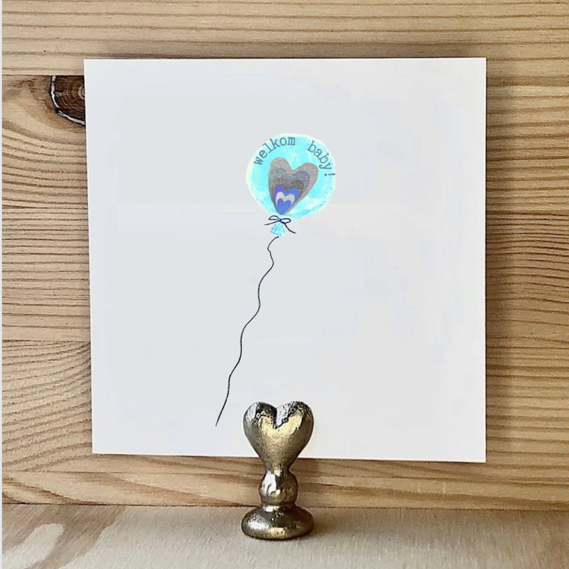 Karte Blauer Baby-Ballon