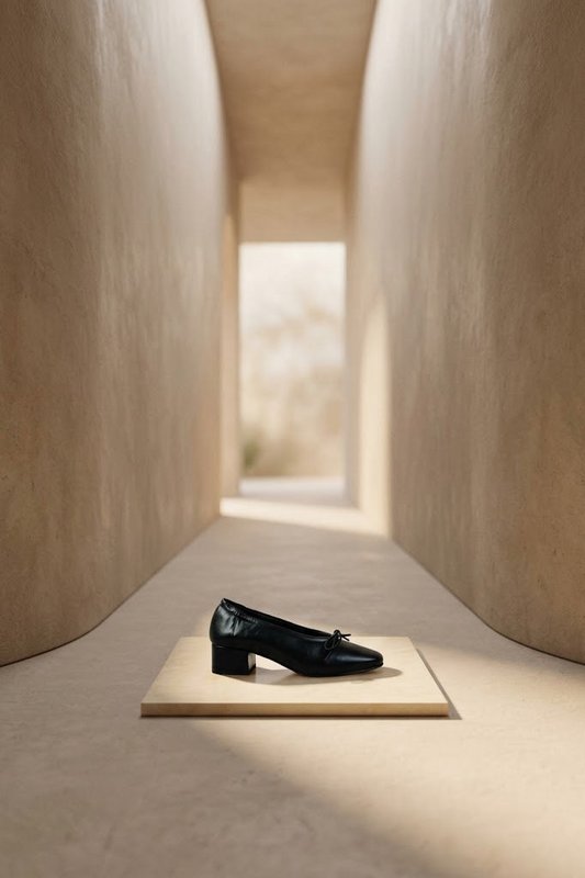 MOREN BLACK – Soft Leather Unstructured Low-Heel Pumps