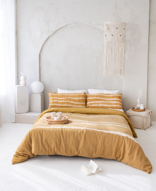 Set biancheria da letto Shibori - copripiumino 220 x 240 cm e due cuscini 40 x 80 cm | Acetosa