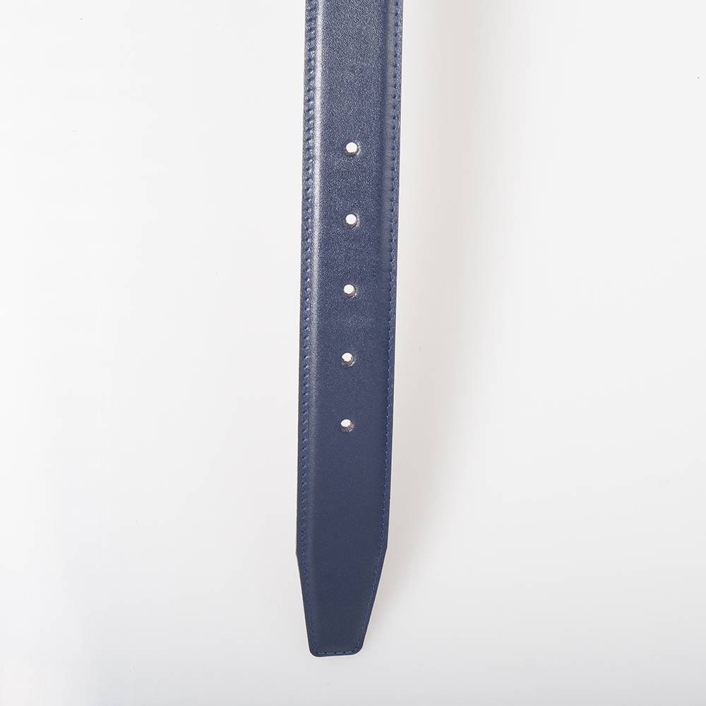 Herrengürtel Dunkelblau und Cognac - Italienisches Echtleder - 3,5 cm breit - Größe 135 (Taille bis 115 cm)